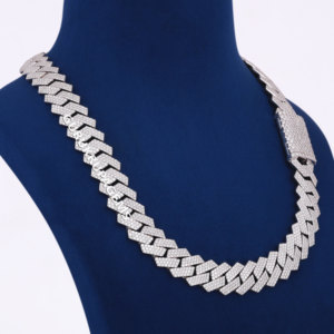 A <b>box</b> cut hip hop white tone 925 sterling <b>silver</b> heavy look cuban unisex <b>chain</b> D vvs moissanite diamonds tester pass custom one - Product Image 1