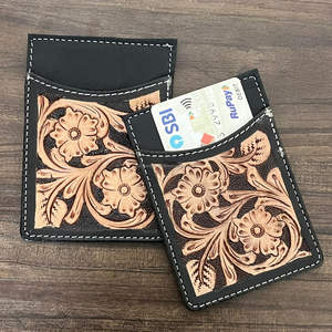 ที่ใส่บัตรแบบพกพากระเป๋าสตางค์หนังวัว RFID แบบบางมีความปลอดภัยลายดอกไม้ดีไซน์แบบฝาปิดแบบสั้นไม่ซ้ำใครสำหรับเป็นของขวัญ - Product Image 5