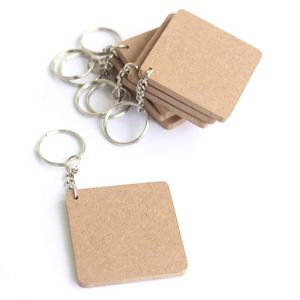 Wooden <b>Square</b> Keychain Blanks for DIY Craft Plain Wood Sheet <b>Key</b> Chains for Painting Decoupage Resin Art Custom Decoration - Product Image 2