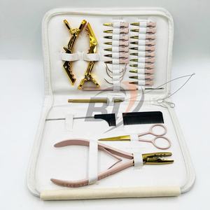 Kit d'outils multifonctionnels pour extensions de cheveux avec ciseaux, peigne, pinces à cheveux rapides, crochet en boucle et aiguilles en C - Product Image 1