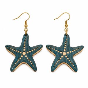 Pendientes de madera para mujer con diseño de delfín, pendientes colgantes de madera con animales marinos para vacaciones de verano - Product Image 3