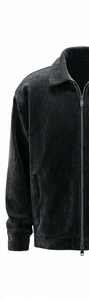 Veste en velours côtelé noire pour homme, col rabattu, fermeture à boutons - Product Image 2