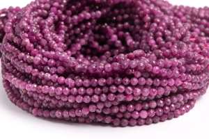 พลอยทับทิมสีม่วงแดงธรรมชาติ เกรดเจียระไนทรงกลม เม็ดหลวมสำหรับทำเครื่องประดับ สร้อยข้อมือ สร้อยคอ DIY - Product Image 3