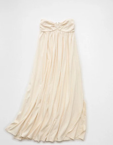 Elegant Strapless Maxi Dress In <b>Cream</b> Color Sheath Silhouette Fitted Formal Wear Woven Fabric 2026 Summer Dress - Product Image 4