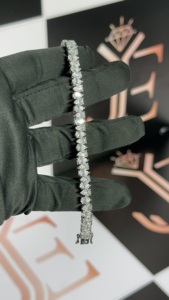 Pulsera de lujo con diamantes de moissanita en forma de pera, hecha de plata de ley 925, pulsera de tenis totalmente adornada con diamantes para chicas. - Product Image 2