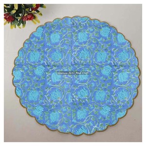Handmade Printed Modern <b>Round</b> <b>Table</b> Napkin 100% Cotton Unique Design for Airplane, Hotels and Home Use EN078 - Product Image 1