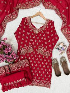 Ensemble Salwar Kameez pour femmes, lourdement brodé, avec Zari doré, tenue indienne pakistanaise avec Dupatta, pour mariage et fêtes - Product Image 6