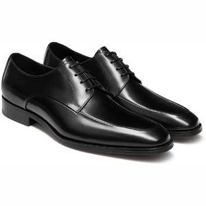 Top Layer Cowhide Men's Business Oxford Leather Lace-up Plaid Pointed Toe Groom Wedding Shoes Non-slip High-end Autumn Winter - Product Image 1