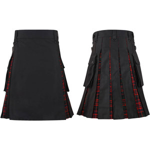 Kilts utilitaires hybrides noirs en coton et tartan Macdonald pour femmes avec sangles en cuir, kilts pour filles, best-sellers - Product Image 5