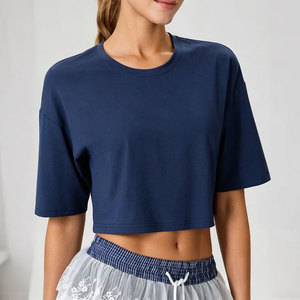 Crop Top Loose Fit Women's Plus Size Lightweight 180 Gsm Cotton Jersey Gym Wear Training Wear <b>Yoga</b> <b>T</b>-<b>Shirt</b> Crop Jersey - Product Image 6