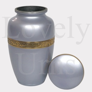 Soft silver cremation urn adult medium <b>keepsake</b> <b>memorial</b> ashes container elegant calming design - Product Image 3