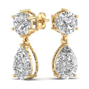 Pendientes colgantes REYES de oro macizo de 14 quilates con moissanita certificada GRA para mujer, joyería nupcial de lujo para bodas y fiestas. - Product Image 6
