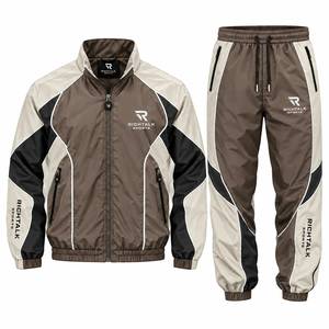 Unisex Printed Lightweight Tracksuit Set Full Zip Stand Collar Color Blocking <b>Joggers</b> with Side Pockets <b>Polyester</b> Autumn Wear - Product Image 4