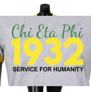 T-shirt décontracté personnalisé pour femme, col rond, manches courtes, broderie, style Ringer, Chi Eta Phi 1932 Sorority Fraternity, été - Product Image 3