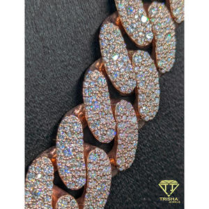 Collar de cadena cubana de diseño con piedras de diamante moissanita, joyería hip hop para hombres y mujeres de Trisha Jewels - Product Image 3
