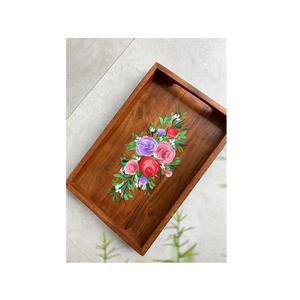 Bandeja de Madera con Estampado Floral, Cuadrada, para Servir Comida en Hoteles, Bandeja para Servir y Almacenar Alimentos, Precio Increíble - Product Image 1