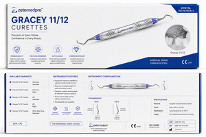 Cureta Periodontal Gracey 11/12 Premium, Estándar Rígida y Extra Rígida, de Acero Inoxidable, Instrumento Dental para Detartraje y Planificación Radicular - Product Image 3