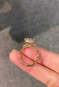 Anillo de lujo con diamante talla pera y halo oculto de 3.02 CT, cultivado en laboratorio, oro amarillo de 14K, joyería de boda y compromiso para damas de honor - Product Image 2