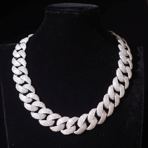 Laysware Jewels - Collar de eslabones cubanos de 15 mm con incrustaciones de oro rosa para hombre, joyería hip hop brillante con moissanita VVS, plata 925, regalo de boda, fiesta - Product Image 2