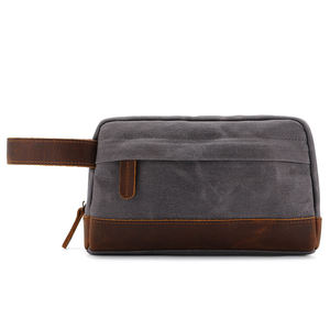 Sac de toilette promotionnel en cuir et toile portable tendance 2026 pour hommes - Product Image 3