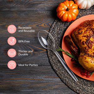 Set di posate usa e getta in plastica resistente da 6 pollici, 300 pezzi, utensili trasparenti durevoli per alimenti caldi e freddi - Product Image 2