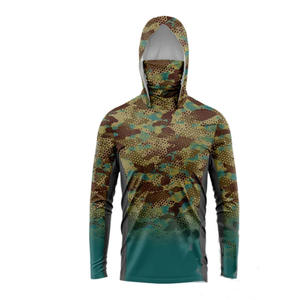 เสื้อตกปลาแขนยาวมีฮู้ดลายดอกไม้สำหรับผู้ชาย UPF 50 แห้งเร็ว ผลิตจากโพลีเอสเตอร์ 100% เสื้อคลุมสำหรับผู้ใหญ่สำหรับกิจกรรมกลางแจ้ง - Product Image 4