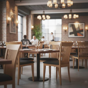 Chaise de salle à manger moderne en teck indonésien à dossier à lattes, écologique, durable, avec un cadre en bois robuste, élégante, pour hôtel, maison, salle à manger - Product Image 4