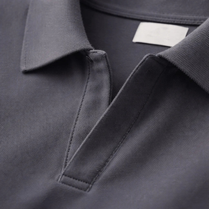 Polo Corto de Manga Corta para Hombre, Color Gris Oscuro, Estilo Casual de Punto, Color Sólido - Product Image 6