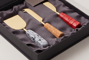 Modern <b>Cheese</b> <b>Knife</b> <b>Set</b> With Marble Resin Handles And Copper Blades Durable Dishwasher Safe For Kitchenware And Hotel Use - Product Image 4