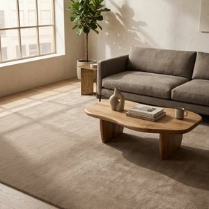 Tapis en laine tufté à la main le plus vendu, doux et chaud, beige, moderne, à poils coupés, pour salon et chambre à coucher - Product Image 6