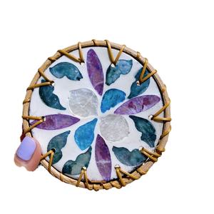 New Arrival Colorful Rattan Placemat Woven Rattan Shell Coaster Insulated Tea <b>Cup</b> <b>Mat</b> Tea Table Handmade Shell <b>Mat</b> Decorative - Product Image 1