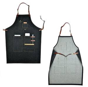 Tablier de luxe en toile cirée avec bretelles en cuir réglables, gilet professionnel de barman, logo, imperméable, robuste, pour personnel de bistrot - Product Image 3