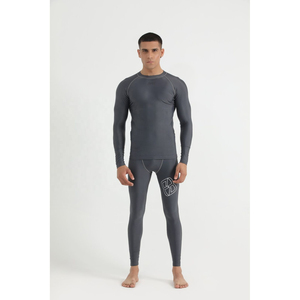 <b>Men</b> Long Sleeve <b>Compression</b> <b>Shirt</b> Solid Gray Knitted Slim Fit O-Neck Sporty Quick Dry Athletic Wear <b>Men</b> <b>compression</b> <b>shirts</b> - Product Image 6