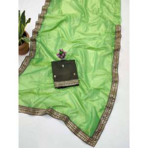Evening Party Wear <b>Saree</b> with Embroidery & Sequins Work Border - Product Image 4