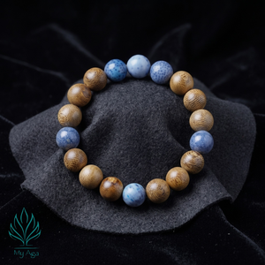 Pulsera de Agarwood Vietnamita Popular, Regalo Clásico AL-SX-0044-10 con 6 Cuentas de Coral Azul y 12 Cuentas de Agarwood Natural de 10mm - Product Image 1