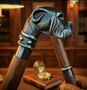 Canne de marche en bois avec tête de bouledogue, poignée en laiton massif, bois dur de luxe, réglable, pour extérieur, pour gentleman, vente en gros OEM - Product Image 5