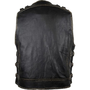 Chaleco de Cuero Genuino Negro Personalizado para Hombre, Estilo Motero Gótico, con Hebillas y Correas, Chaleco Punk para Motocicleta, Fabricante OEM - Product Image 4