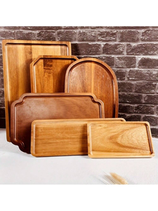 Plateau en bois artisanal fabriqué à partir de bois naturel |   Assiette de service alimentaire pour la maison, la cuisine, le café, le restaurant - Product Image 3