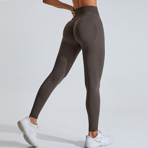 <b>Women</b> Yoga Sets High Quality Spandex/Nylon Solid Fabric High Elastic Waist Breathable Full Length Yoga <b>Leggings</b> Pants for - Product Image 2