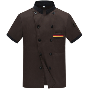 Veste de chef à manches courtes verte pour homme, uniforme avec fermeture à boutons, utilisation en restaurant et bar, tissu en coton tissé - Product Image 5