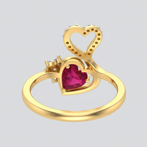แหวนสัญญาประดับอัญมณีสีแดงรูปหัวใจอันงดงามและละเอียดอ่อนในตัวเรือนทองสำหรับเธอ เครื่องประดับชั้นดี - Product Image 5
