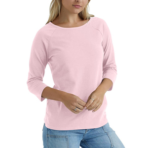 T-shirts à manches longues pour femmes en toile 100% coton, légers, décontractés, personnalisables en gros, de haute qualité, couleur unie, respirants et à séchage rapide - Product Image 1