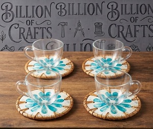Posavasos de Ratán Natural con Incrustaciones Florales de Madreperla para Café y Té, Gran Venta - Product Image 3