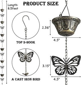 Cadena Decorativa de Hierro para Lluvia, Nueva, para Drenaje de Agua en Techos Modernos y Decoración Elegante de Patios - Product Image 2