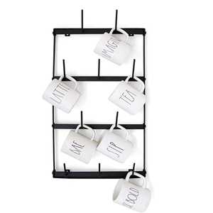 Portavasos de Pared de Metal Negro con Fondo de Ladrillo Blanco para Tazas de Café de Cerámica Festivas, Diseño Navideño de Reno - Product Image 6