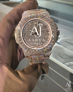 Montre mécanique de luxe en or rose avec incrustation de moissanite, cadran carré, bracelet en acier inoxydable, analogique, unisexe - Product Image 2