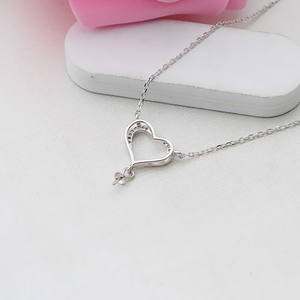 จี้เงินแท้ S925 รูปหัวใจ สำหรับทำเครื่องประดับ สร้อยคอผู้หญิง สร้อยคอประดับมุกแบบกลวง แฟชั่นจี้ห้อยคอ - Product Image 3