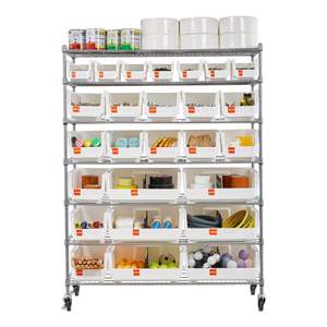 Organizzatore a 26 Scomparti, Scaffale a 7 Ripiani con Ruote, Sistema di Scaffalature in Filo Metallico, Organizzatore Mobile per Attrezzi, per Garage e Aule - Product Image 1