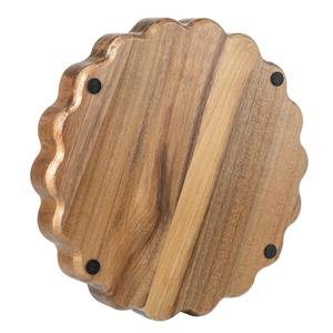 Plateau de service rond festonné artisanal en bois d'acacia massif de qualité supérieure, plateau décoratif rustique pour fruits, pain et en-cas - Product Image 5