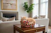 SAMYAK Lit pour chat en feutre de laine fait main, style classique, 100% naturel, écologique, luxueux, confortable, lavable, toutes saisons